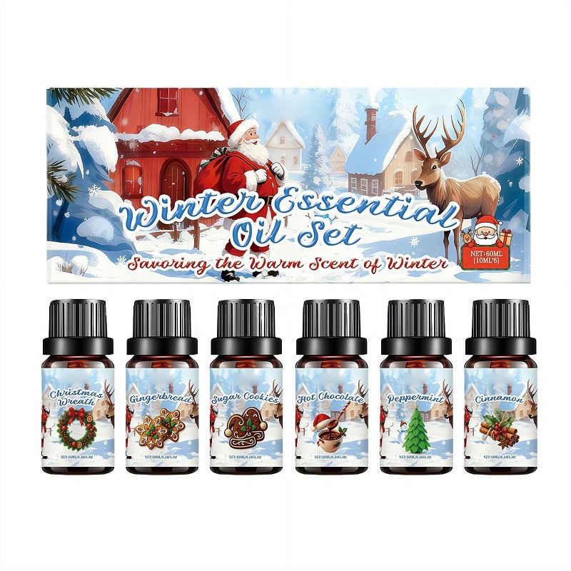 Winter Scented Oils Set – 6x10ml Premium Fragrance Oils for Diffuser, Candle & Soap Making, Christmas Aromatherapy Gift in Elegant Keepsake Box for Home, Holidays, Friends & Family - Image 1